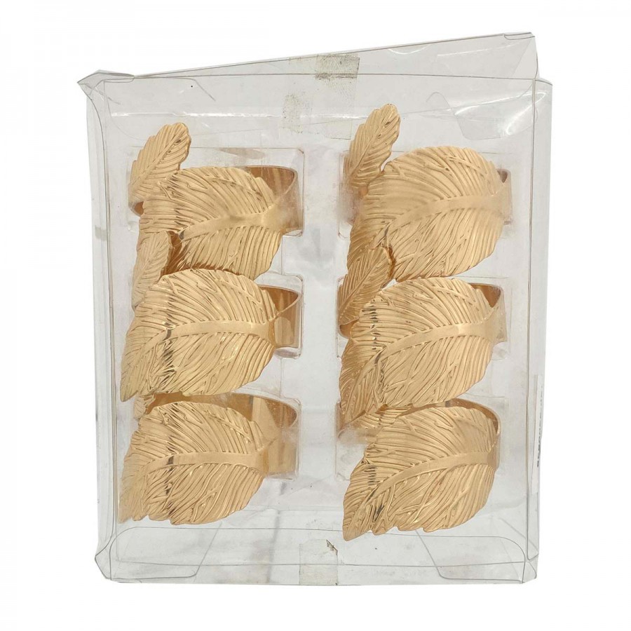 Servilleteros Hojas Doradas x 6 Alparamis