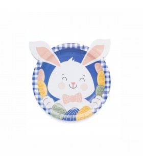Plato de Cartón Animalitos Conejo Azul x 6