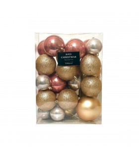 Bolas Rosas Doradas y Plateada x 26 Alparamis