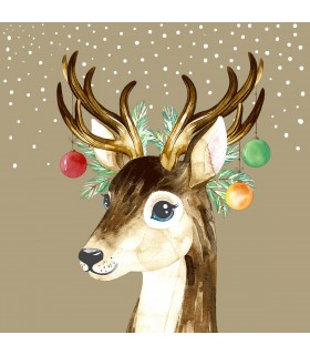 Servilletas 24 x 24 cm Deer Baubles Xmas