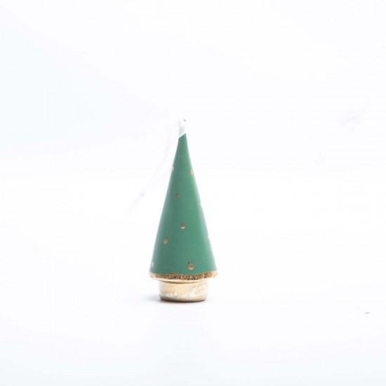 Adorno de Pino con Copos Verde 10 cm Alparamis