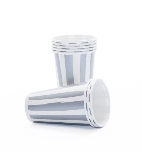 Vaso de Polipapel Rayas Plateadas x 8
