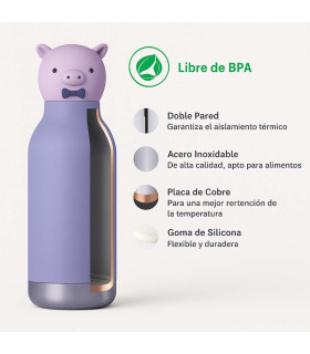 Botella Térmica Bestie Piggy 460 ml Asobu