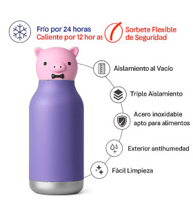 Botella Térmica Bestie Piggy 460 ml Asobu