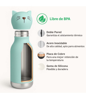 Botella Térmica Bestie Cat 460 ml Asobu