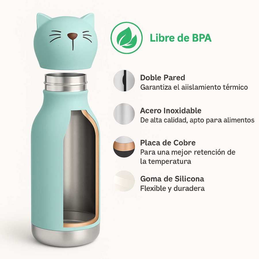 Botella Térmica Bestie Cat 460 ml Asobu