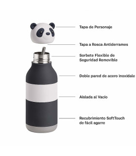 Botella Térmica Bestie White Panda 460 ml Asobu