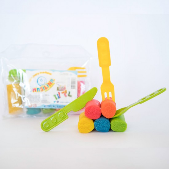 Set de 5 Sticks de Masa con Mini Cubiertos Plásticos Masilina