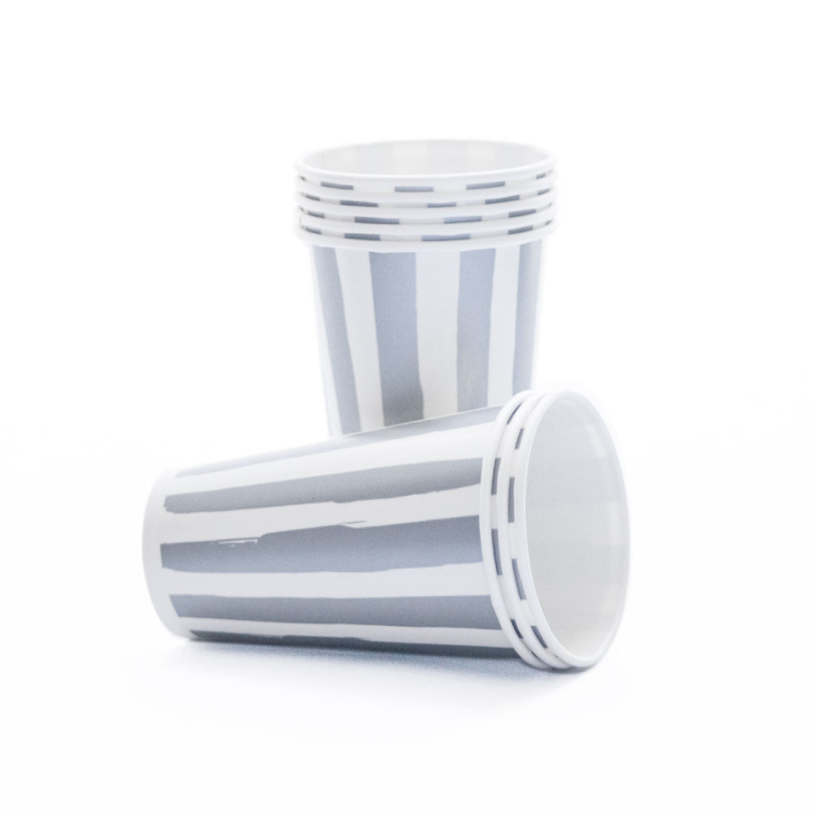 Vaso de Polipapel Rayas Plateadas x 8