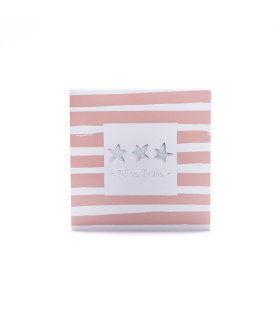 Tarjeta Navideña Stamping Rayas Rosas