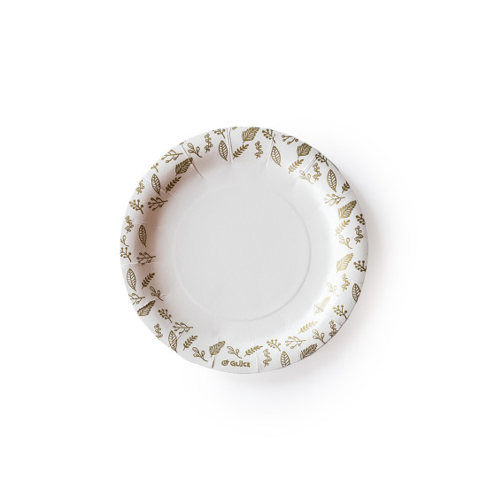 Plato de Polipapel Hojas Doradas x 6