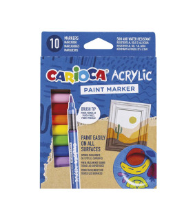 Marcadores Acrylic Punta Pincel Carioca x 10