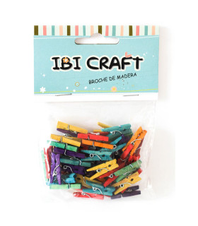 Broches de Madera de Colores de 25 mm x 50 unidades Ibicraft