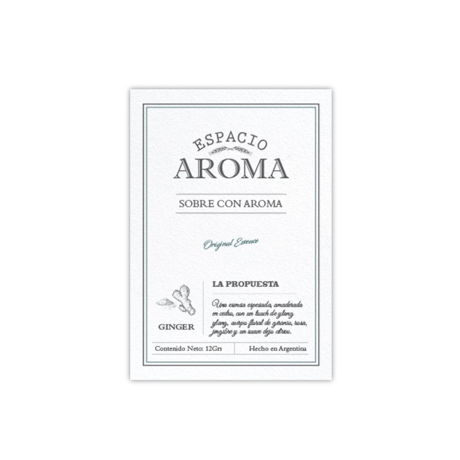 Sobre con Aroma 12 g Línea Clásica Jengibre Espacio Aroma