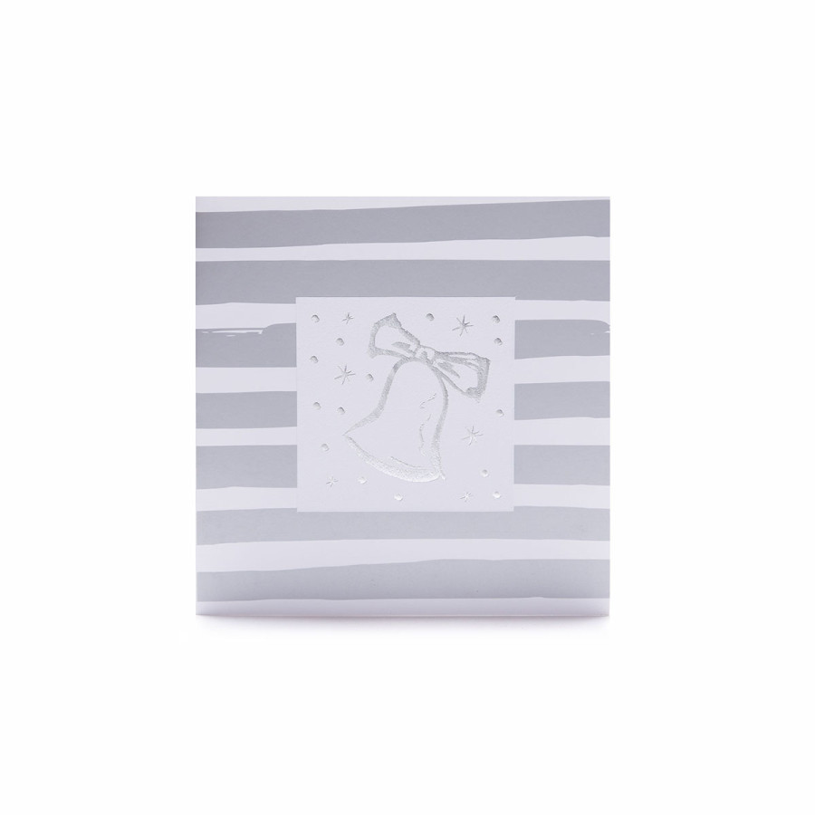 Tarjeta Navideña Stamping Rayas Plateadas