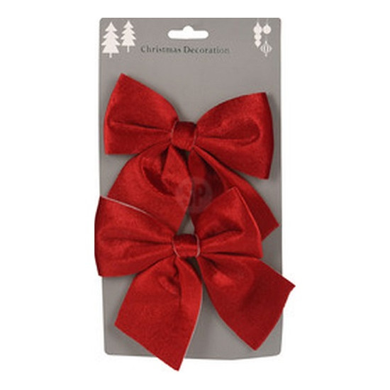 Set de 2 Moños de Terciopelo Rojo 13 cm Alparamis
