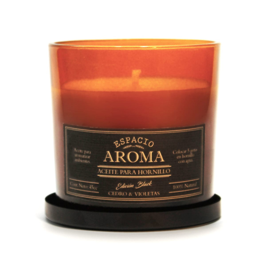 Vela de Soja Aromática 250 g Línea Black Cedro y Violetas Espacio Aroma