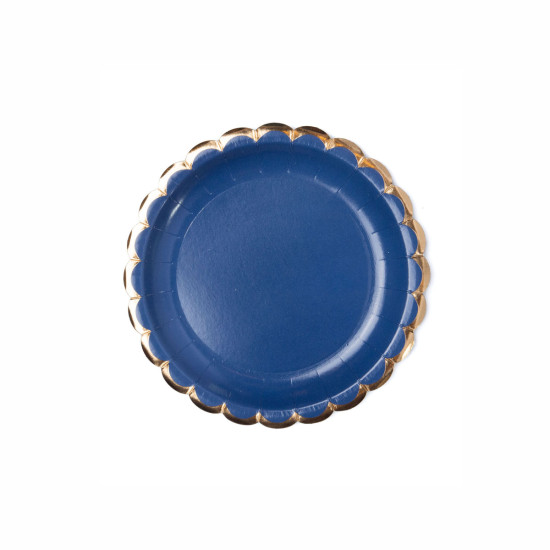 Plato de Cartón con Stamping Onda Azul x 8