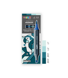 Marcadores Sketch Doble Punta Carioca Plus x 4 Azul