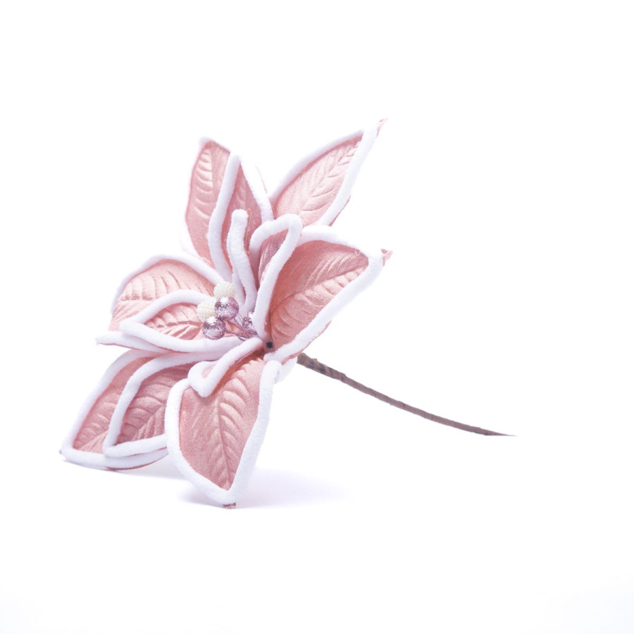 Adorno Estrella Federal Rosa Borde Blanco 30 cm Alparamis A24-4097