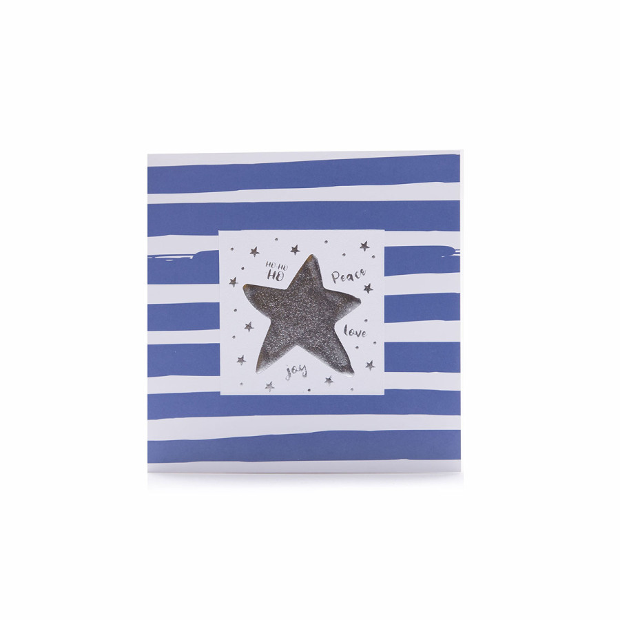 Tarjeta Navideña Stamping Rayas Azules