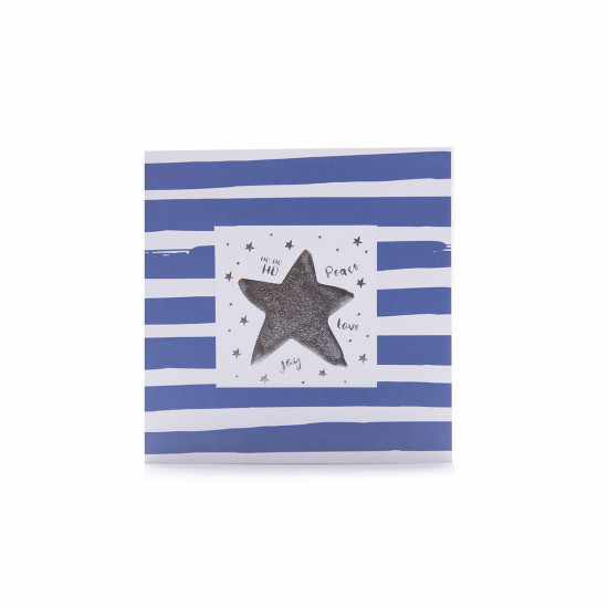 Tarjeta Navideña Stamping Rayas Azules