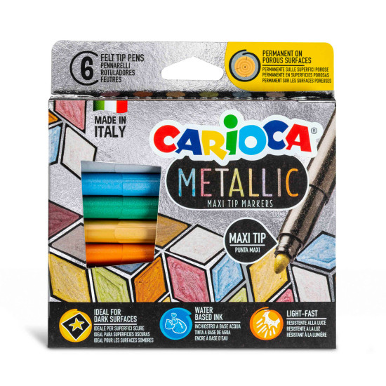 Marcadores Punta Maxi de Colores Metálicos Carioca x 6