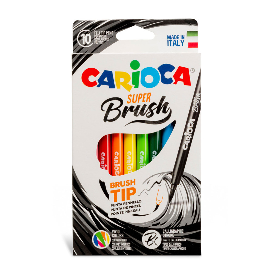 Marcadores con Punta Pincel Super Brush Carioca x 10