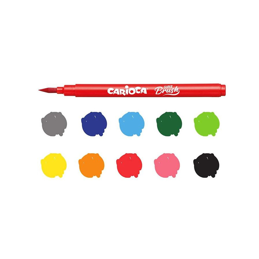 Marcadores con Punta Pincel Super Brush Carioca x 10