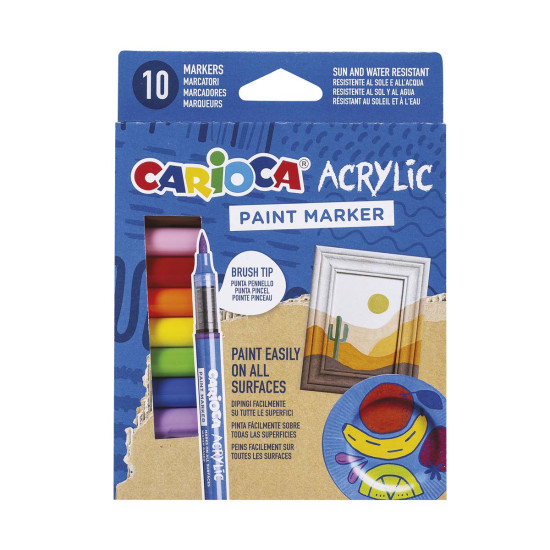 Marcadores Acrylic Punta Pincel Carioca x 10