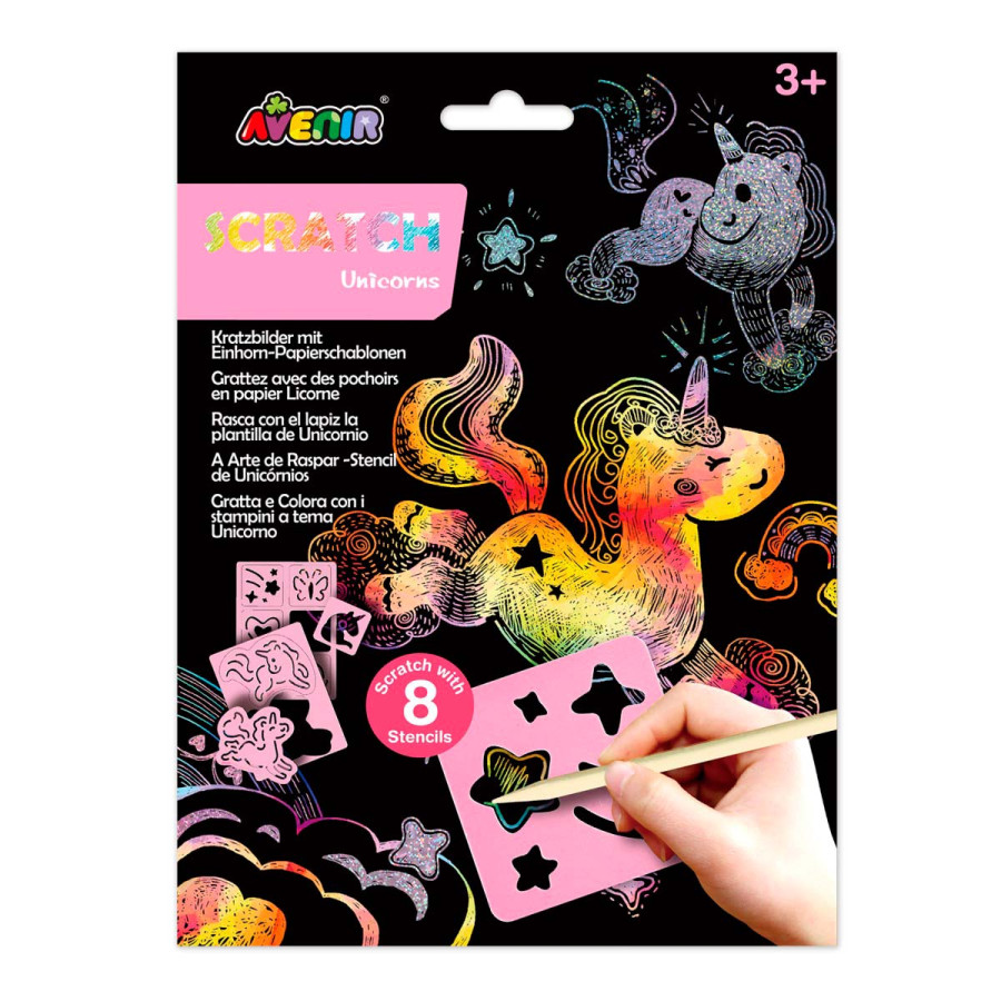Scratch Art con Stencil Unicornios Avenir