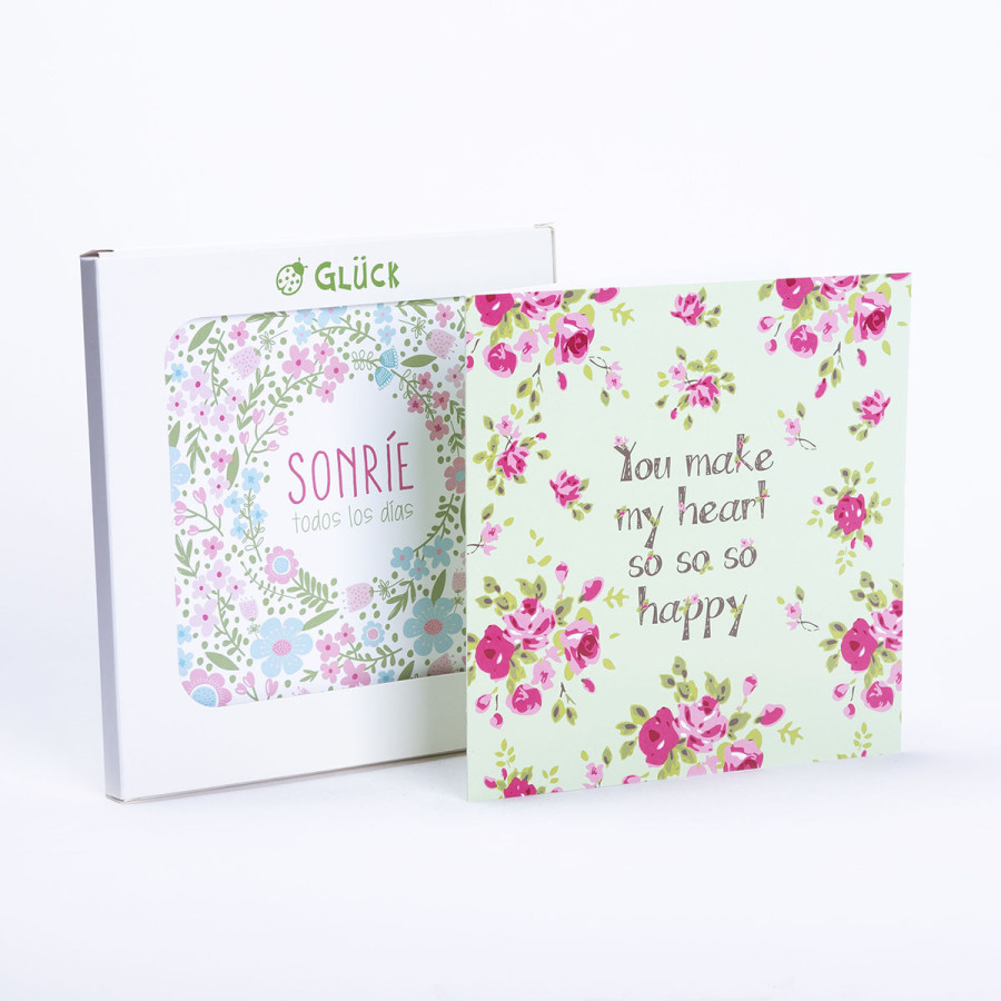 Tarjetas Heart happy y Sonríe x 8