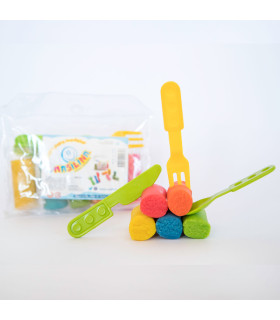 Set de 5 Sticks de Masa con Mini Cubiertos Plásticos Masilina
