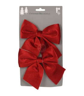 Set de 2 Moños de Terciopelo Rojo 13 cm Alparamis