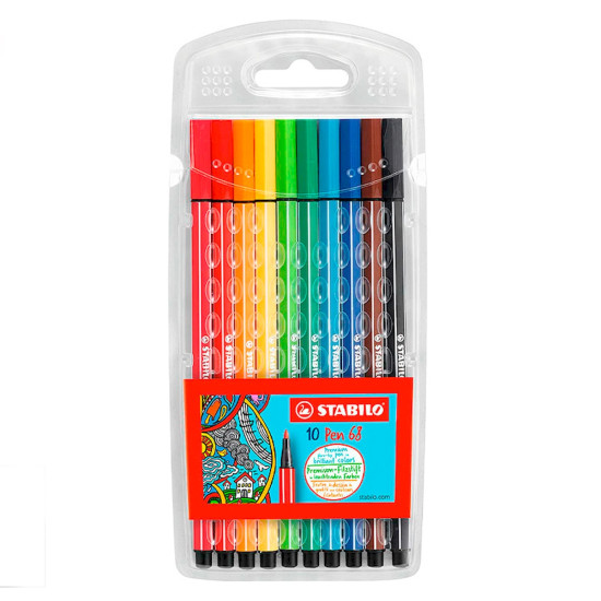 10 Marcadores Pen 68 Stabilo con Estuche