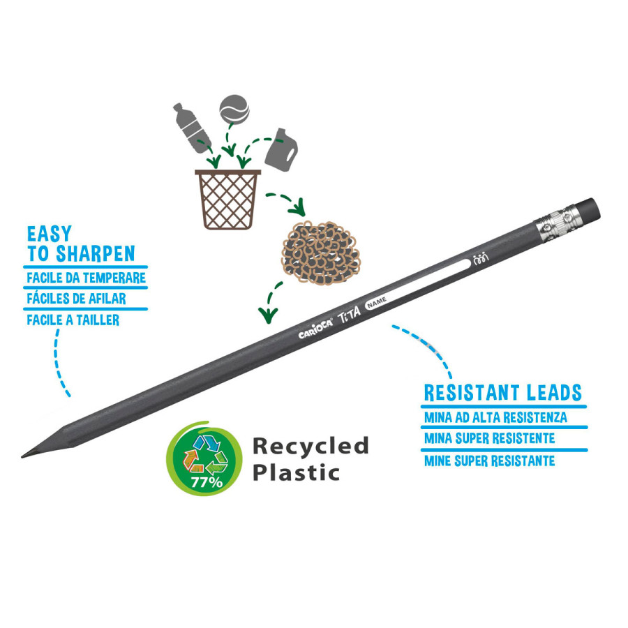 Lápices de Grafito HB Eco Family Carioca x 6