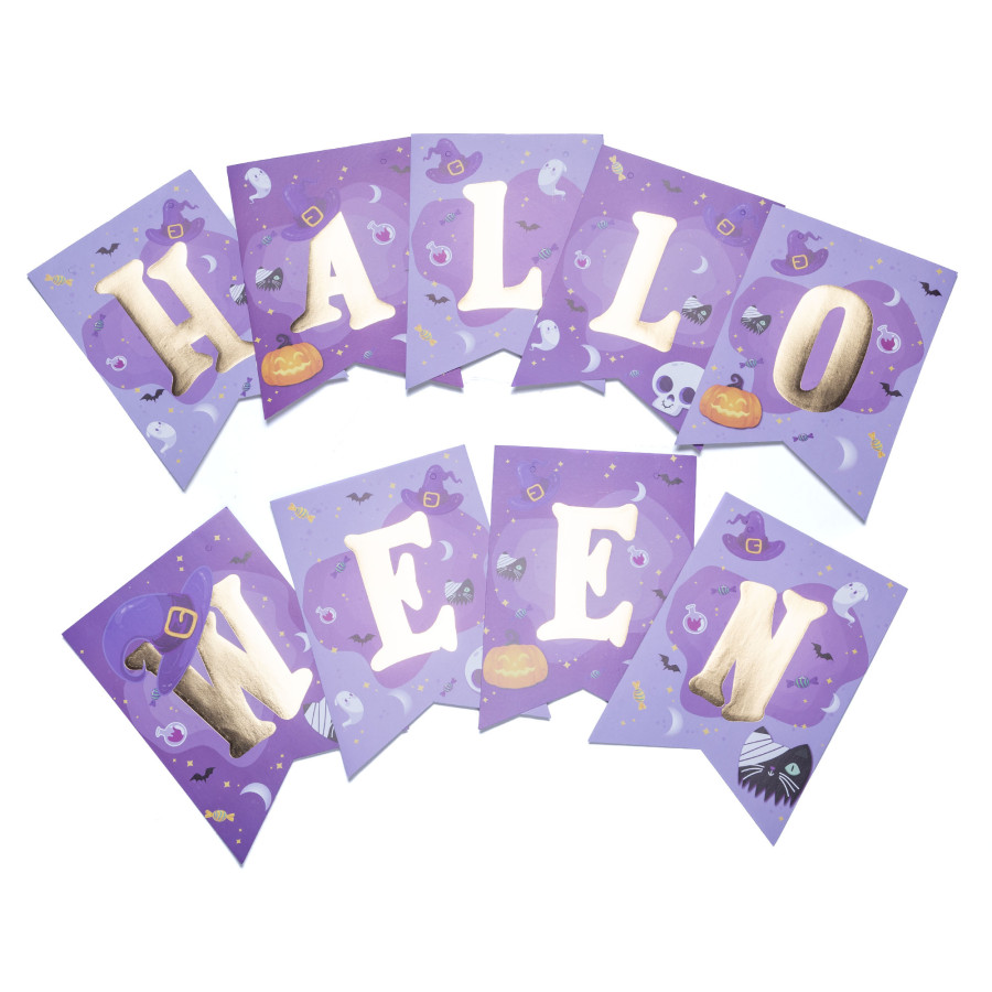 Guirnalda de Banderines Violetas XL Halloween