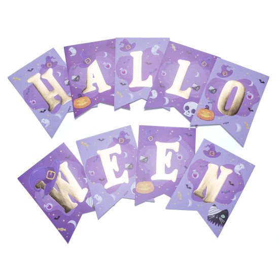 Guirnalda de Banderines Violetas XL Halloween