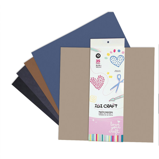 Papel para Scrap 35 Hojas de 30 x 30 cm y 160 g Tierra Ibicraft