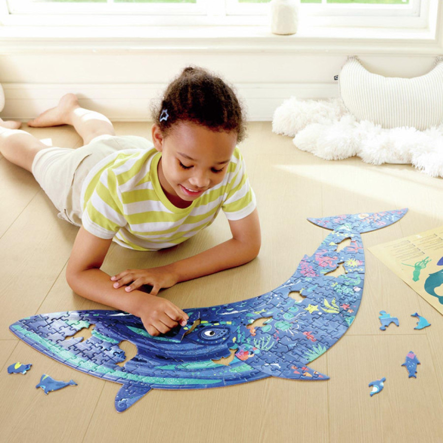 Puzzle de Piso Brillante de Ballena 200 Pzs Hape