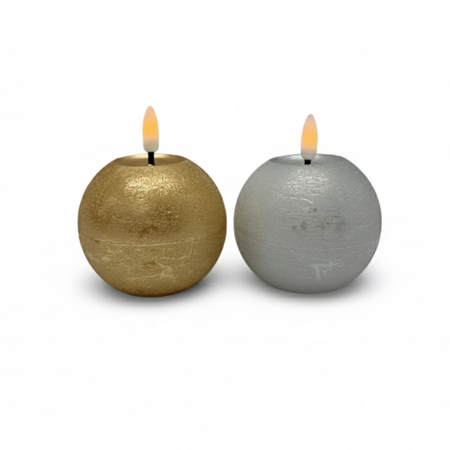 Vela Esfera LED Dorada 8 cm Alparamis