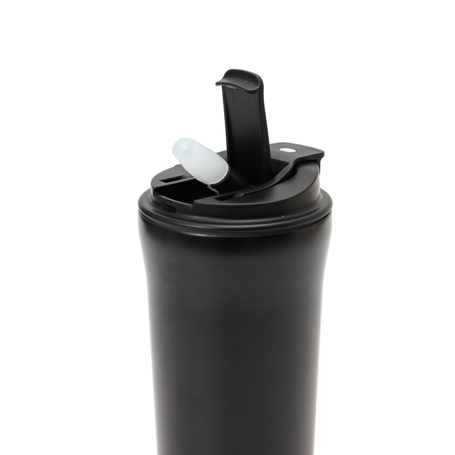 Vaso Térmico 500 ml Doble con Tapa y Sorbete Thermos Negro