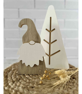 Adornos de Duende y Pino de Madera Calada