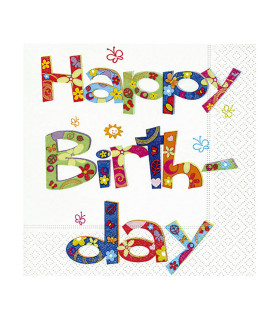 Servilletas 33 x 33 cm Flower Power Birthday