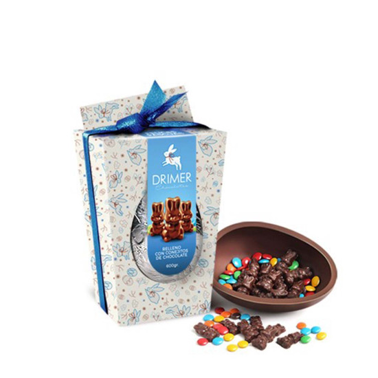 Huevo de Pascua Drimer 150 gr con Conejitos y Rocklets
