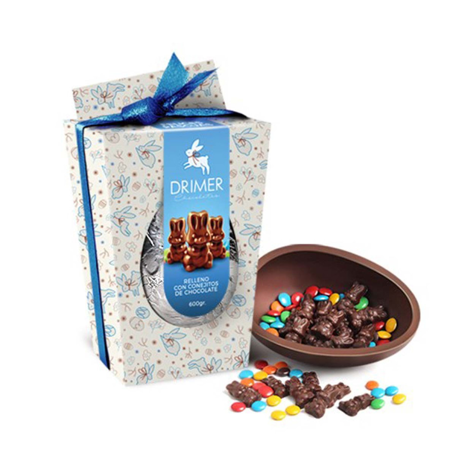 Huevo de Pascua Drimer de 200 gr con Conejitos y Rocklets
