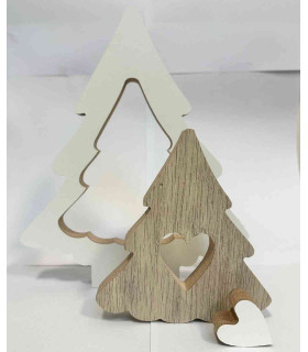 Adorno Pinos y Corazón de Madera Encastrables 25 cm