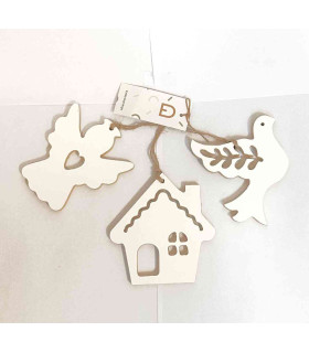 Adorno de Madera Paloma Casa y Ángel 10 cm