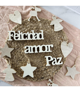 Adornos de Palabras y Figuras de Madera Colgantes 9 cm x 8