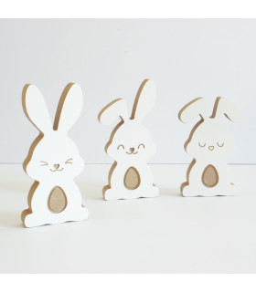 Adorno de Madera Conejos de Pascua x 3
